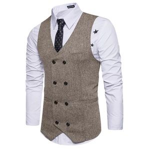 Herringbone Double Breasted Vest Medium